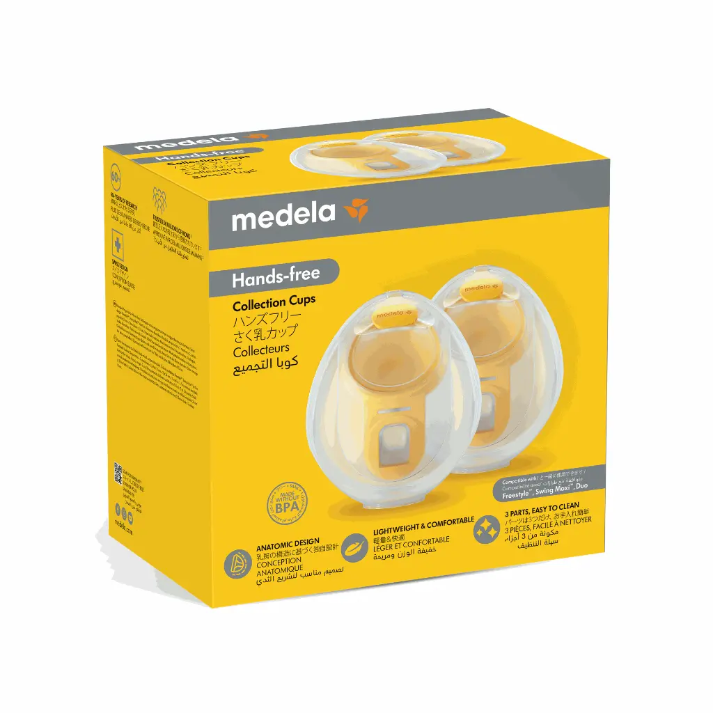 Medela Hands Free Collection Cups_NMD_EN-JA-FR-AR front white BG.webp