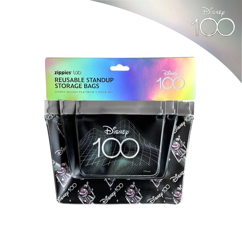 Zippies Lab Disney 100 Reusable Stand-up Storage Bags Sampler Pack 3pc Set