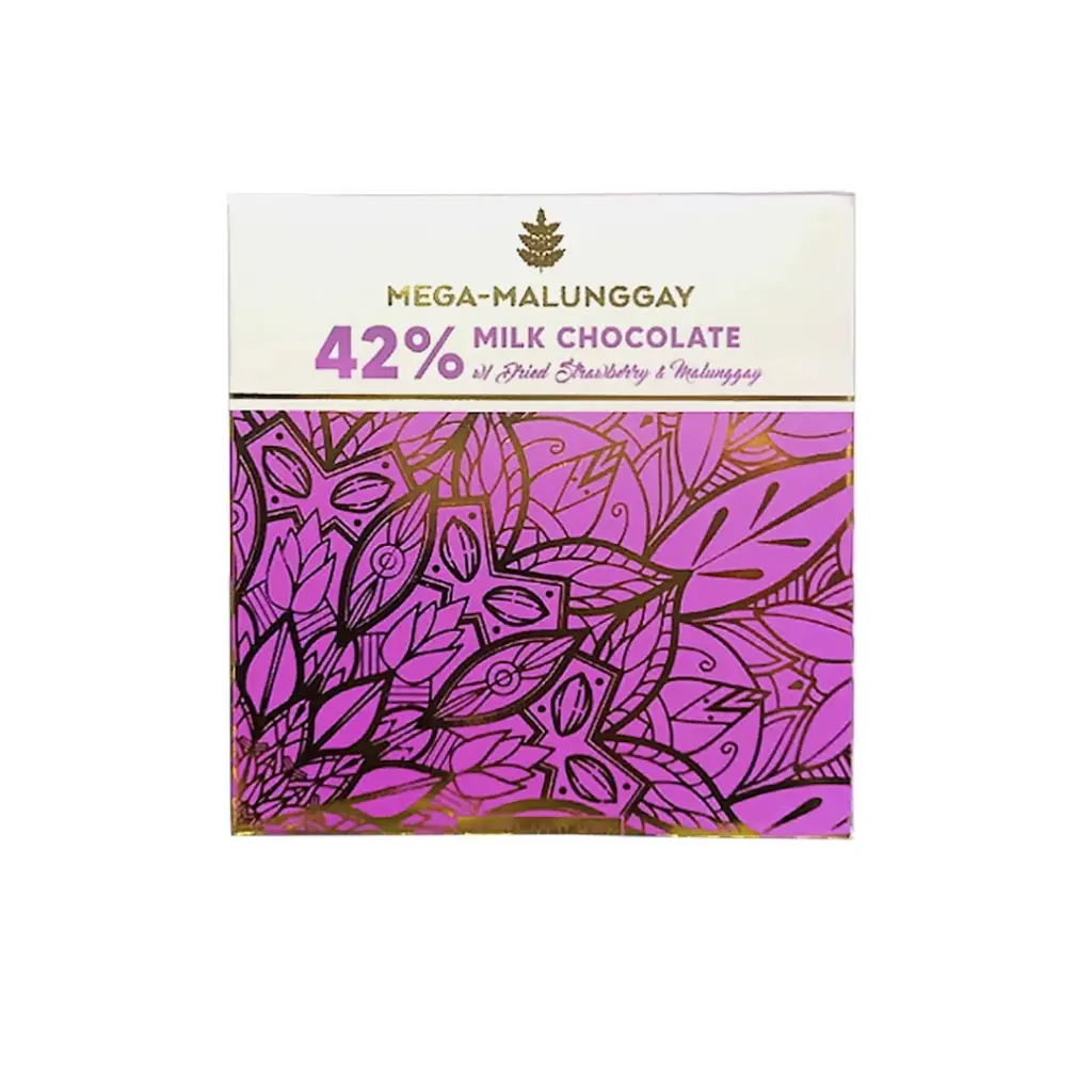 Auro 42% Milk Chocolate with Dried Strawberry & Mega-Malunggay 50g