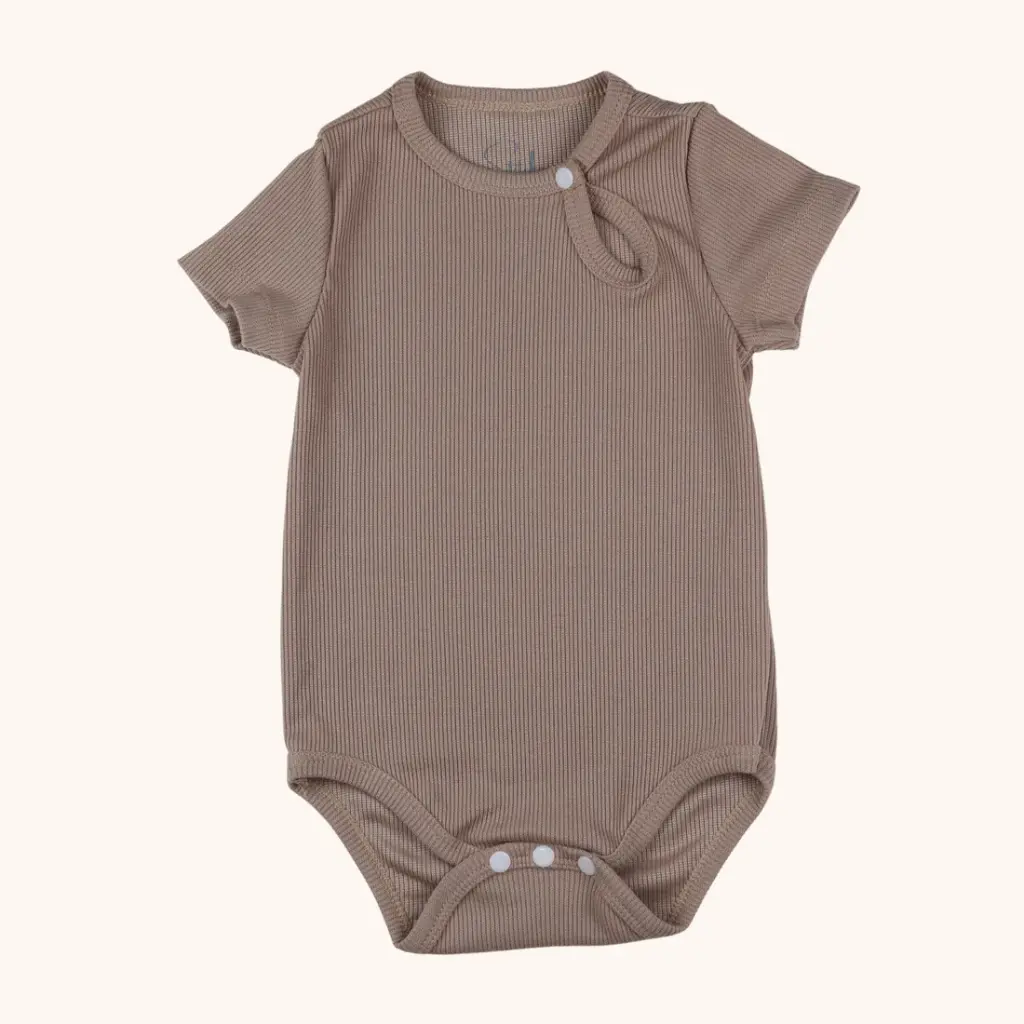 Stitcharoo Kids Ribbed Short-Sleeve Front-Detail Bodysuit
