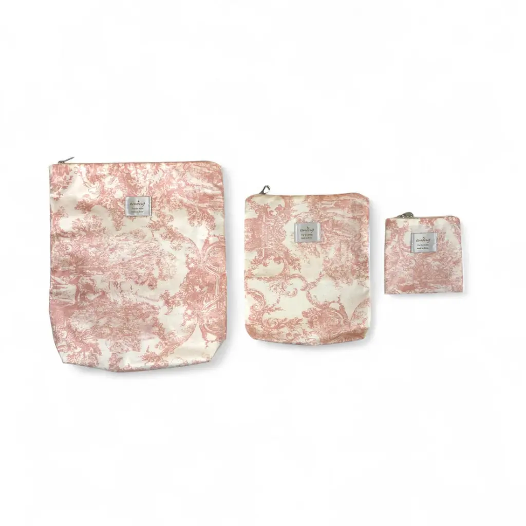 Emong Toile De Jouy Waterproof Pouch Set