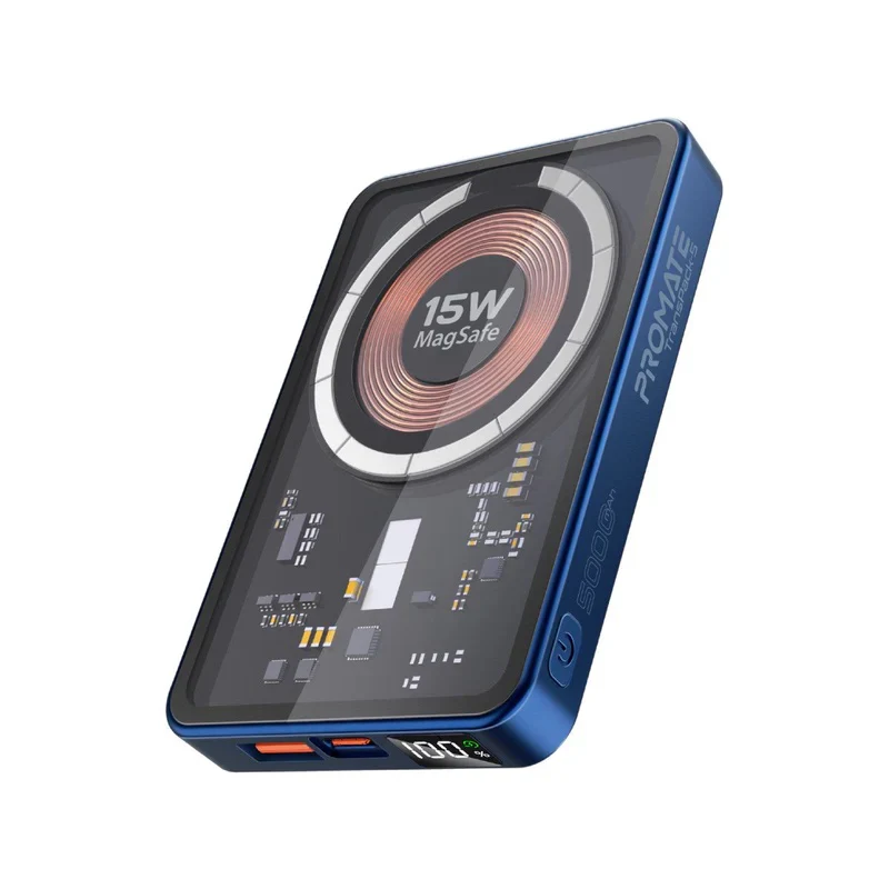 Promate Transpack-5 15W Transparent MagSafe Wireless Charging Power Bank
