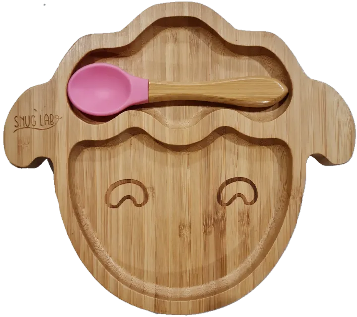 Snug Lab Lamb Bamboo Suction Plate with Spoon