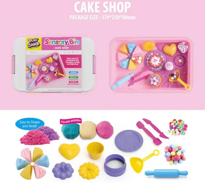 Play Sand Sensory Bin - Cake Shop