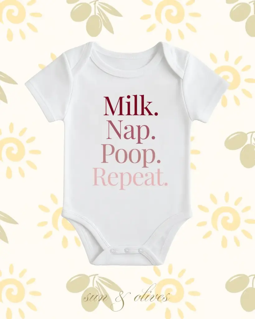 Sun & Olives Baby Onesie - Milk. Nap. Poop. Repeat.