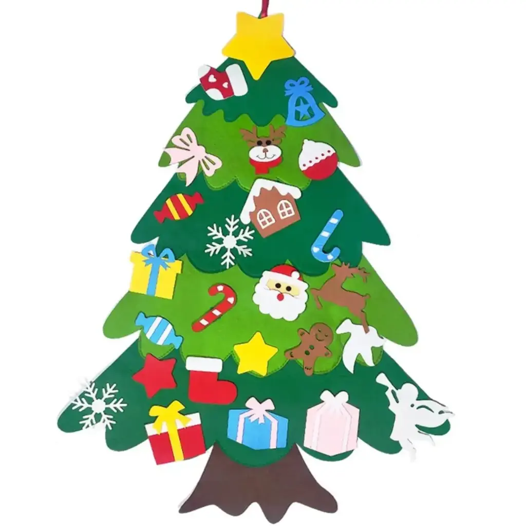 Felt Christmas Tree Set with LED String Lights