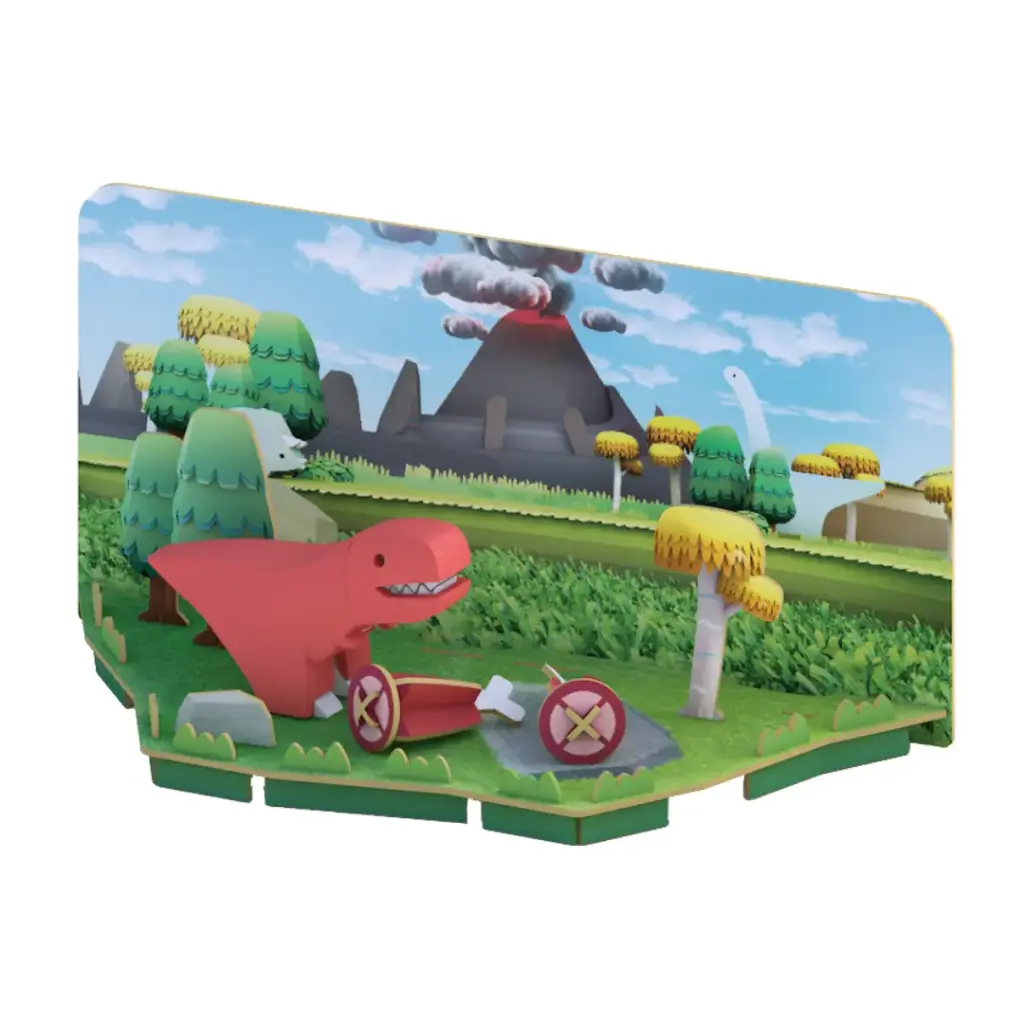 Halftoys 3D Magnetic Puzzle Toy Diorama Set- Dino Friends T-Rex