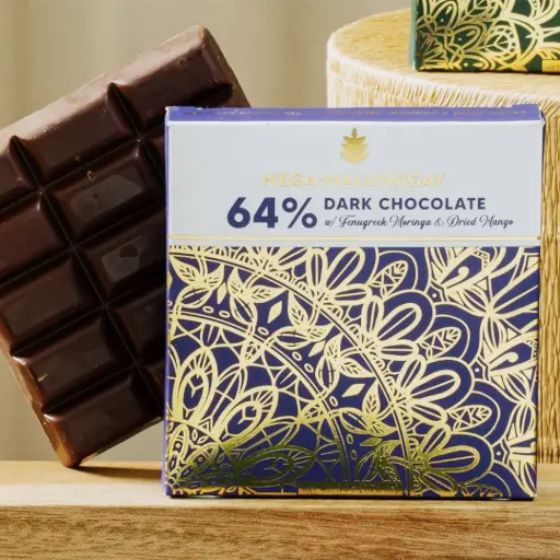 Auro 64% Dark Chocolate with Mega-Malunggay, Fenugreek & Dried Mango 50g