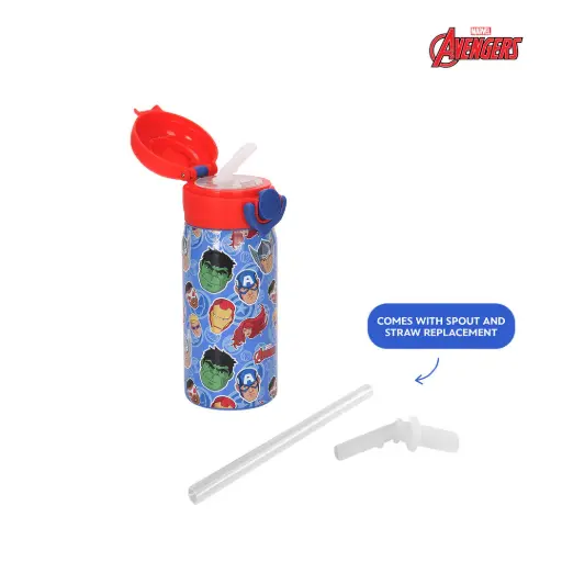 Marvel Kids Stainless Steel Insulated Water Bottle with Spout & Straw 354ml
