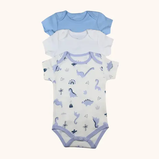 Stitcharoo Kids 3-Pack Basic Short-Sleeve Bodysuit