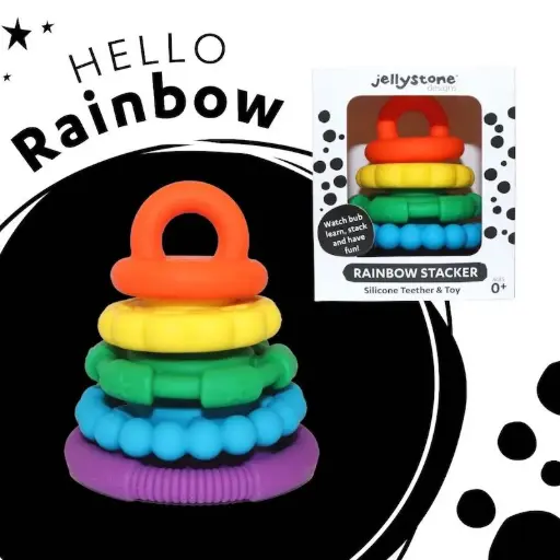 Jellystone Designs Rainbow Stacker Silicone Teether & Toy