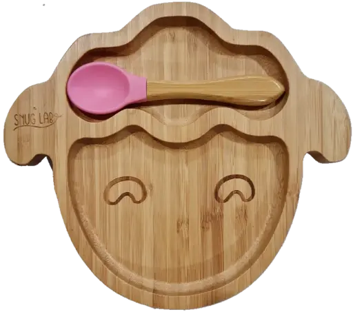 Snug Lab Lamb Bamboo Suction Plate with Spoon