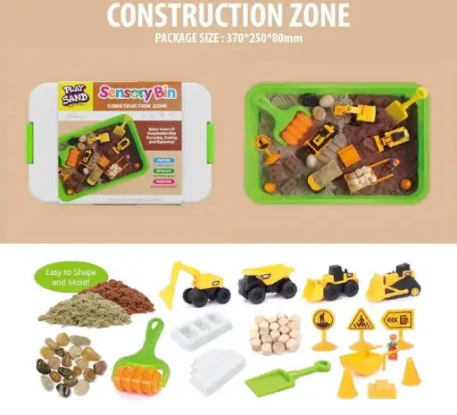 Play Sand Sensory Bin - Construction Zone