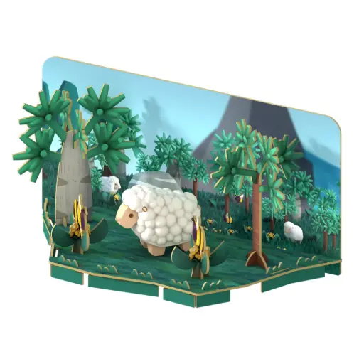 Halftoys 3D Magnetic Puzzle Toy Diorama Set- Forest Friends Sheep