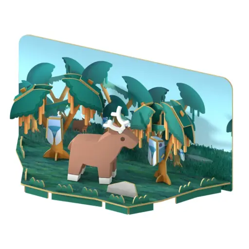 Halftoys 3D Magnetic Puzzle Toy Diorama Set- Forest Friends Reindeer