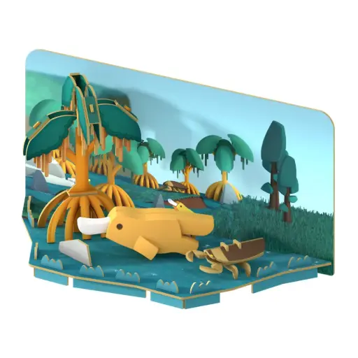 Halftoys 3D Magnetic Puzzle Toy Diorama Set- Forest Friends Platypus